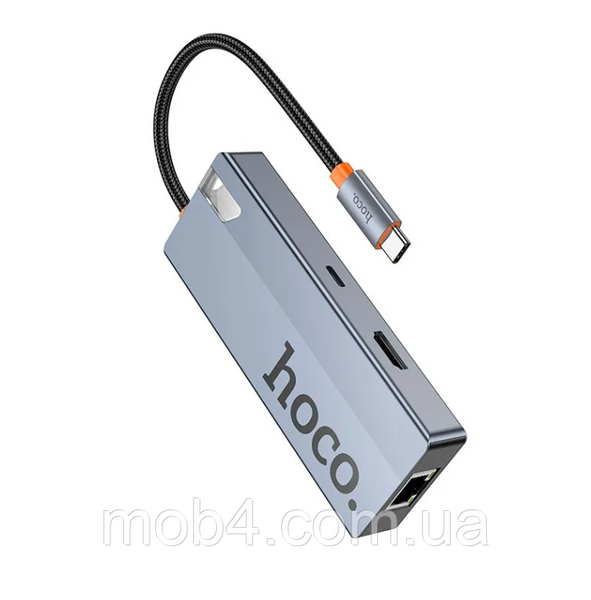 Мультіхаб USB-C концентратор HOCO HB51 6-в-1: HDMI, RJ45, PD100W 2828029347 фото