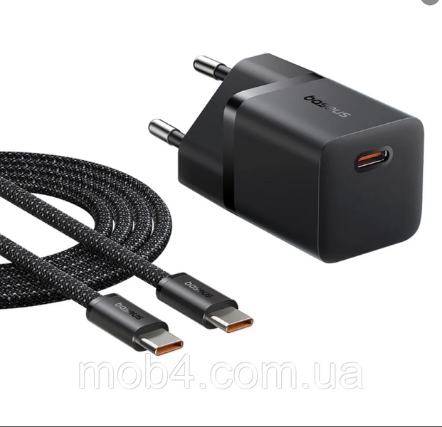 Зарядное устройство Baseus GaN5 25W PD3.0 + кабель Type-C to Type-C 100W 2848999457 фото