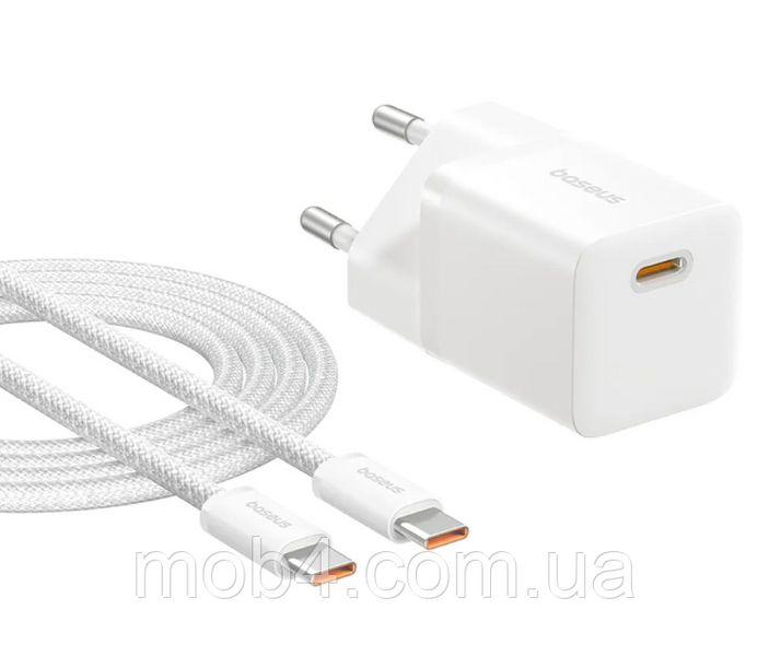 Зарядное устройство Baseus GaN5 25W PD3.0 + кабель Type-C to Type-C 100W 2848999457 фото