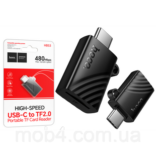 Мини картридер HOCO HB53 Type-C mini TF 2.0 портативный OTG адаптер считыватель для карт памяти MicroSD Черный 3150719532 фото