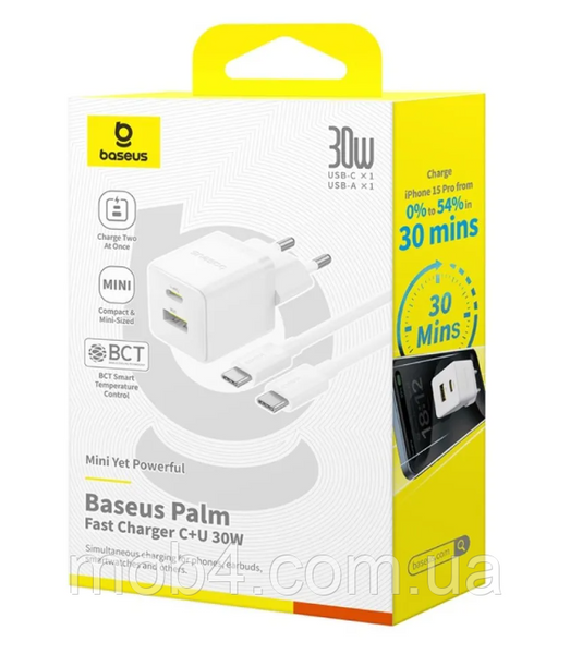Зарядное устройство Baseus Palm 30W QC3.0 + PD3.0 USB/Type-C 2849032847 фото