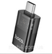 Переходник адаптер Hoco UA36B USB-A &rarr; Type-C (OTG, 3A, LED, прозрачный) 2828160362 фото 1