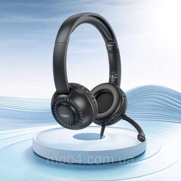 Навушники з мікрофоном HiFi HOCO W112 (дротові, 3.5 мм, гарнітура для дзвінків, навчання та ігор) Чорний 2727968110 фото