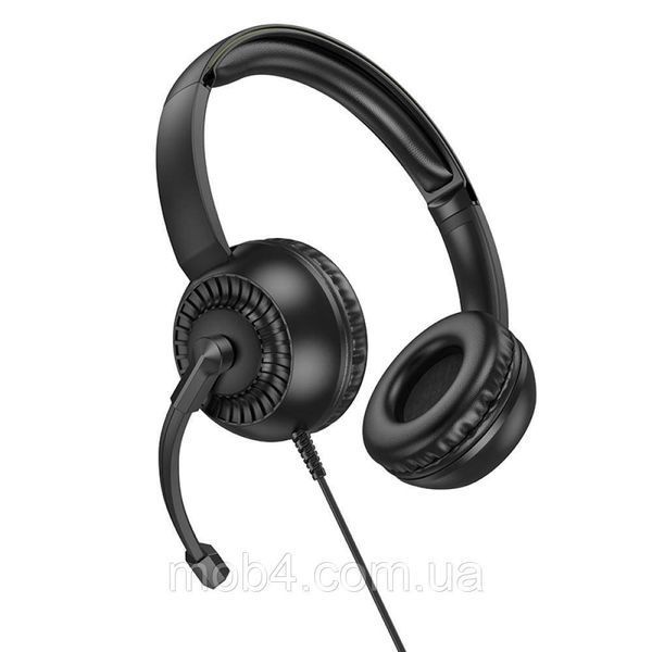 Навушники з мікрофоном HiFi HOCO W112 (дротові, 3.5 мм, гарнітура для дзвінків, навчання та ігор) Чорний 2727968110 фото