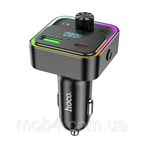 FM Модулятор HOCO E81 автомобильный трансмиттер Bluetooth 5.0 быстрая зарядка PD 30W + QC 3.0 с подсветкой Черный 3150875400 фото