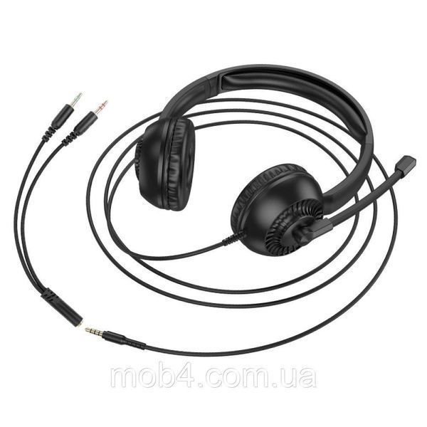 Навушники з мікрофоном HiFi HOCO W112 (дротові, 3.5 мм, гарнітура для дзвінків, навчання та ігор) Чорний 2727968110 фото