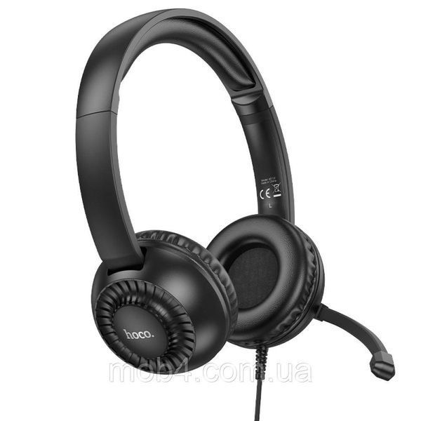 Навушники з мікрофоном HiFi HOCO W112 (дротові, 3.5 мм, гарнітура для дзвінків, навчання та ігор) Чорний 2727968110 фото