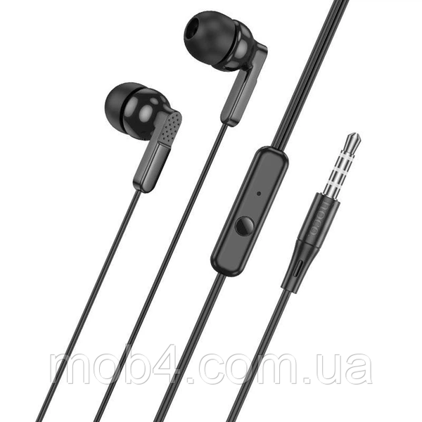 Наушники проводные вакуумные HOCO M121 Bright Hi-Fi стерео гарнитура с микрофоном и пультом для телефона AUX 3.5mm Черные 3150890423 фото