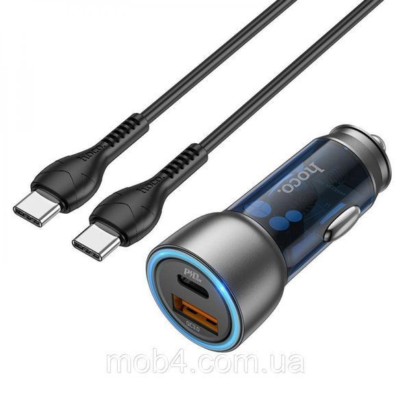 Автомобильное зарядное устройство для Hoco NZ8 |1USB/1Type-C, QC/PD, 43W/3A| с кабелем Type-C 1м 1817667109 фото