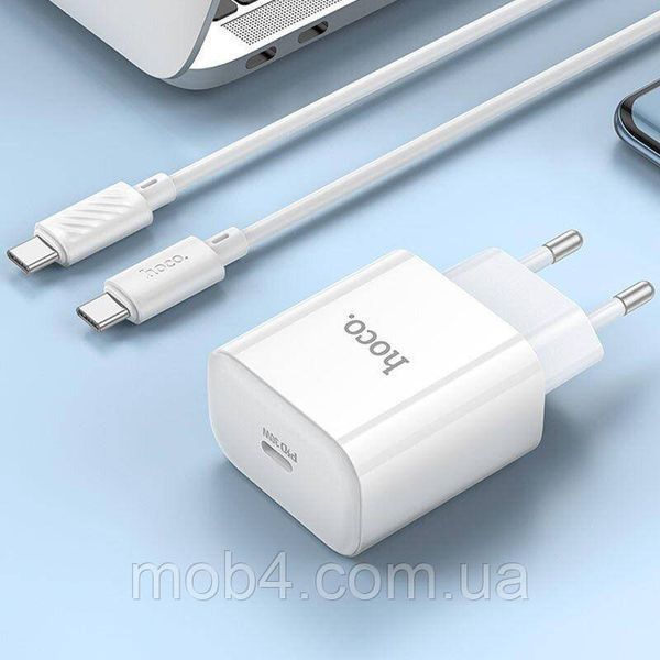 Мережевий зарядний пристрій Hoco PD30W + кабель Type-C to Type-C - White 2675618676 фото