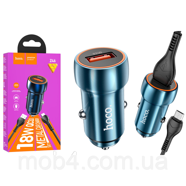 Hoco Z46 автомобільна зарядка 18W з кабелем Micro-USB 2836526540 фото