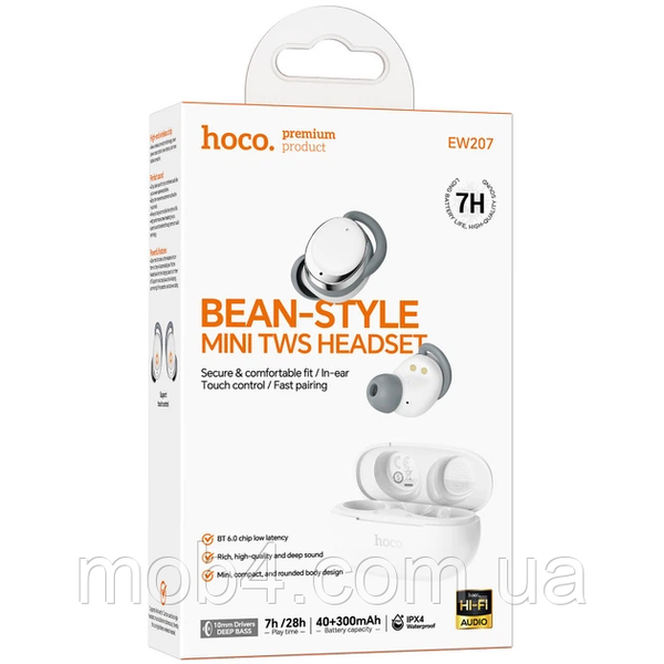 Беспроводные наушники вакуумные HOCO EW207 Sound TWS Bluetooth 5.4 стерео гарнитура с микрофоном и влагозащитой IPX4 3151499747 фото