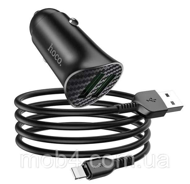 Швидка автозарядка Hoco Z39 (2 USB, 18W, QC/FCP/AFC) + кабель 1м lightning 2836669042 фото