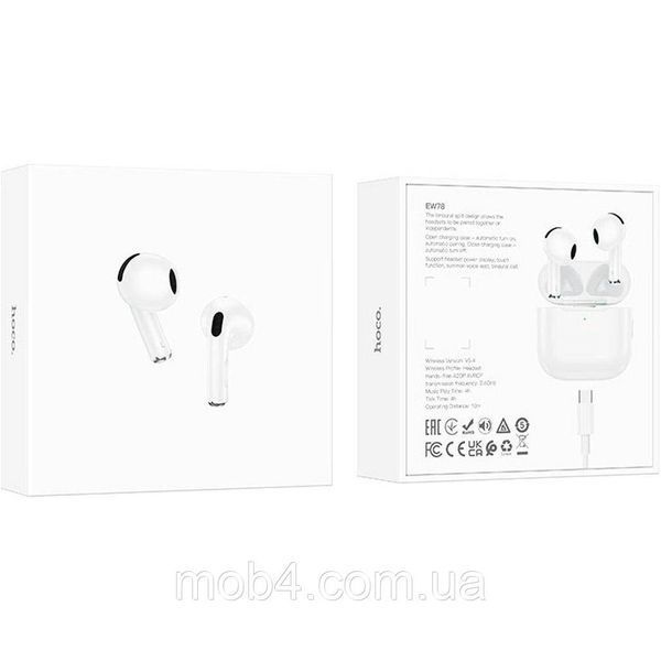 Беспроводные Bluetooth наушники HOCO EW78 TWS с кейсом, сенсорное управление Белый 2730723249 фото