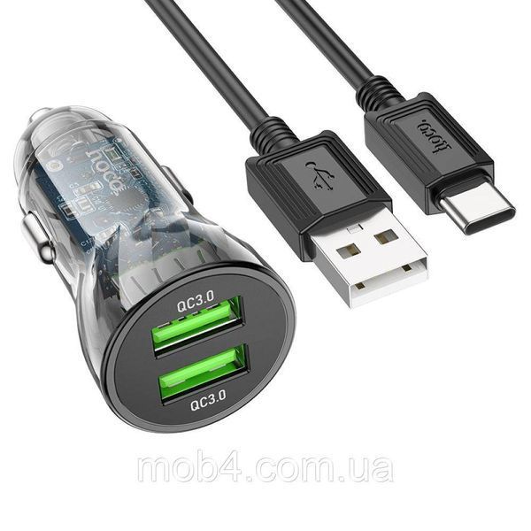 Автомобильное зарядное устройство Hoco Z47 20W (2USB) с кабелем Type-C 2836715214 фото