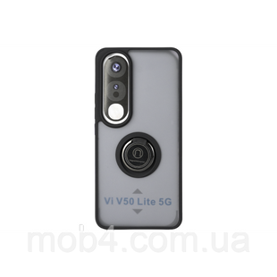 Противоударный чехол Спорт с кольцом под магнитный держатель для VIVO V50 Lite 5G Черный 3053151812 фото