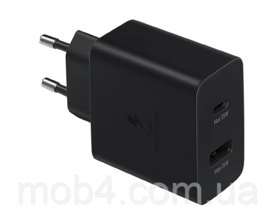 Зарядное устройство Samsung 35W PD Power Adapter Duo сетевая быстрая зарядка для телефона два порта Type-C USB-A Черный 3152267646 фото