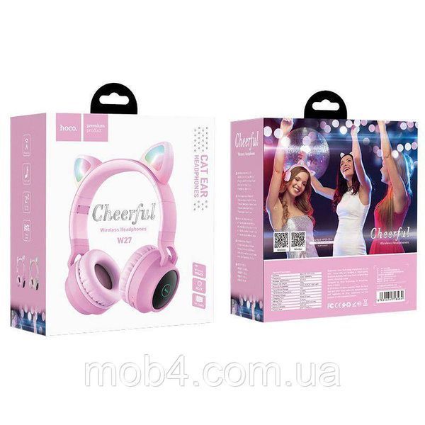 Детские беспроводные Bluetooth наушники HOCO W27 CAT EAR Wireless headphonс ушками Кошки, с подсветкой 2730797731 фото