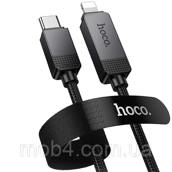 Кабель швидкої зарядки Type-C to Lightning Hoco U154 Matrix 30W (1.2м) нейлоновий шнур із дисплеєм потужності Чорний 3204723050 фото