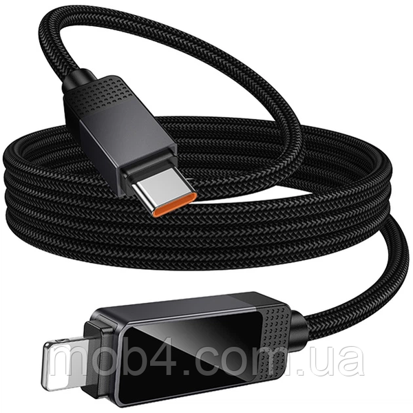 Кабель швидкої зарядки Type-C to Lightning Hoco U154 Matrix 30W (1.2м) нейлоновий шнур із дисплеєм потужності Чорний 3204723050 фото