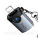 Переходник HOCO UA46 Victory iP male to USB female скоростной OTG адаптер для iPhone и iPad с LED индикатором Серый 3152283748 фото 5