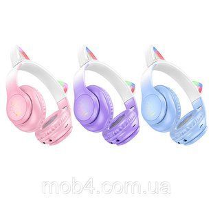 Дитячі бездротові Bluetooth навушники Hoco W42 Cat Ears з підсвічуванням 2731016690 фото