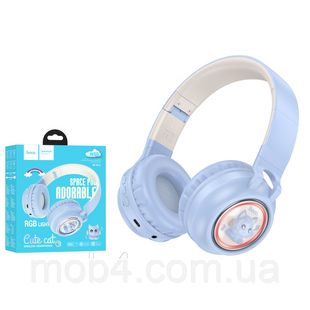 Дитячі бездротові Bluetooth навушники HOCO W50 Cute fun з мікрофоном і підсвічуванням Блакитний 2731046478 фото