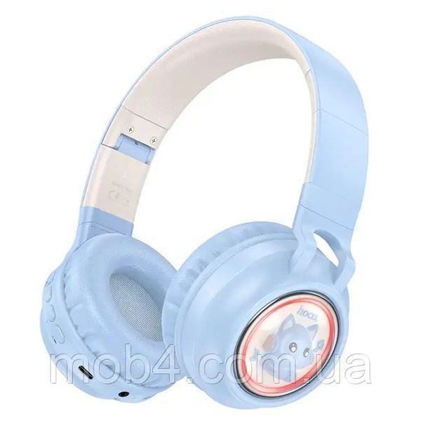 Детские беспроводные Bluetooth наушники HOCO W50 Cute fun с микрофоном и подсветкой Голубой 2731046478 фото