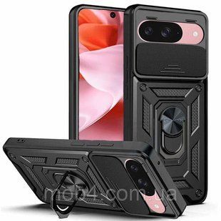 Чохол протиударний для Google Pixel 9 Pro Антишок Шторка кільце Чорний 2672660292 фото