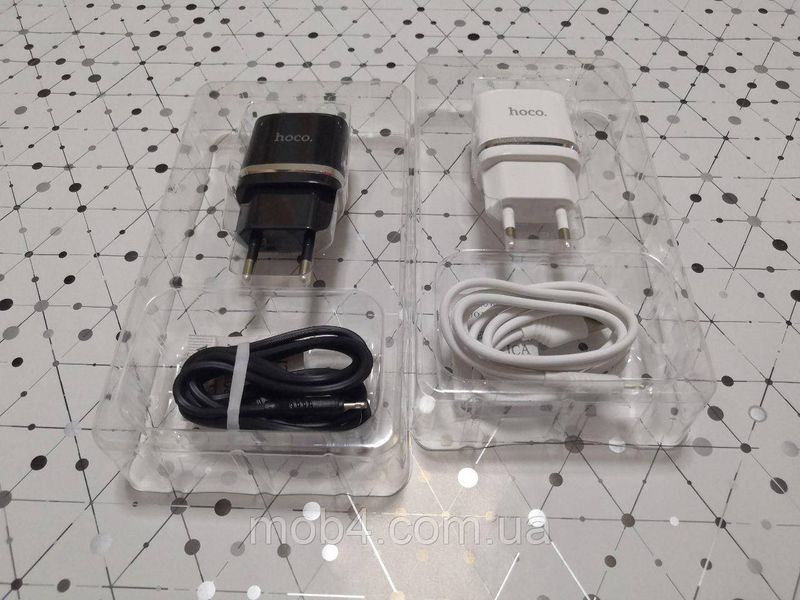 Сетевое зарядное устройство для Apple IPhone Hoco C12 (2USB, 2.4A) + кабель Lightning Черный 1143032700 фото