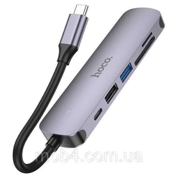 Переходник HOCO HB28 HDTV + Type-C PD + USB3.0 + USB2.0 + SD + TF - Grey metallic 2674327765 фото